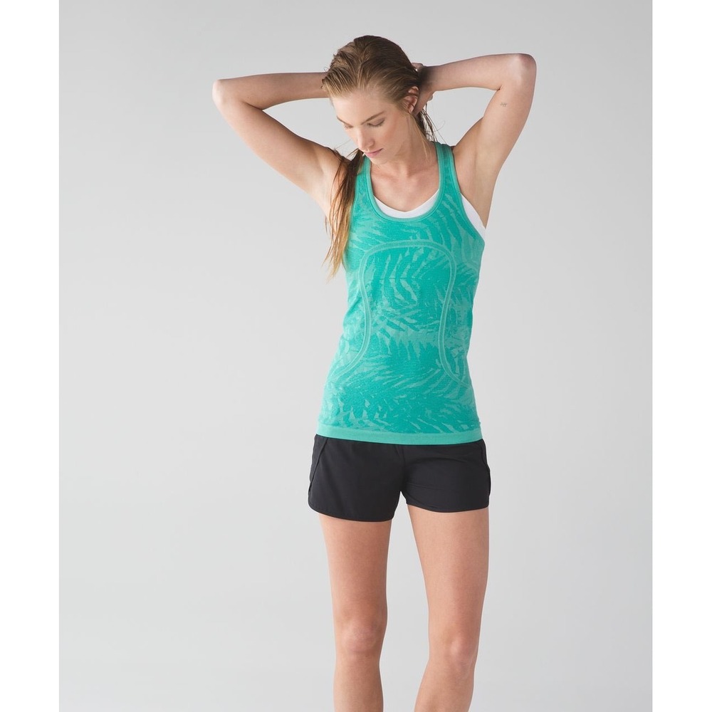 Lululemon Swiftly Tech Racerback Tank Top Palm‎ Frond Teal Green Size 6 EUC
